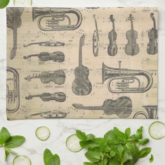 Music Note Pattern Music Theme Kitchen Towel Theedoek (Gevouwen)