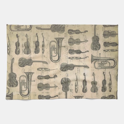Music Note Pattern Music Theme Kitchen Towel Theedoek (Horizontaal)