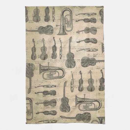Music Note Pattern Music Theme Kitchen Towel Theedoek (Verticaal)