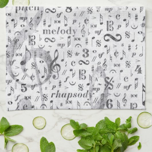 Music Note Pattern Music Theme Kitchen Towel Theedoek (Gevouwen)