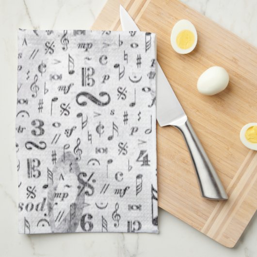 Music Note Pattern Music Theme Kitchen Towel Theedoek (Quarter Fold)
