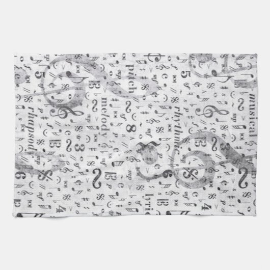 Music Note Pattern Music Theme Kitchen Towel Theedoek (Horizontaal)