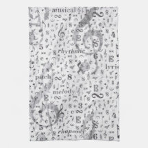 Music Note Pattern Music Theme Kitchen Towel