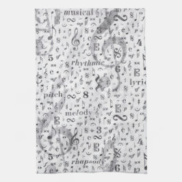 Music Note Pattern Music Theme Kitchen Towel Theedoek
