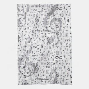 Music Note Pattern Music Theme Kitchen Towel Theedoek