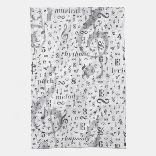 Music Note Pattern Music Theme Kitchen Towel Theedoek (Verticaal)