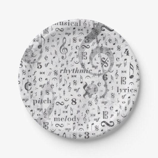 Music Note Pattern Music Theme Papieren Bordje (Voorkant)