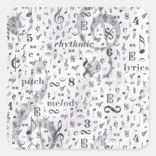 Music Note Pattern Music Theme Vierkante Sticker (Voorkant)