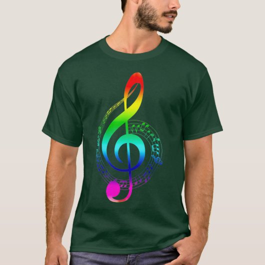 Music Note Rainbow Treble Clef Musical Symbol T-shirt (Voorkant)