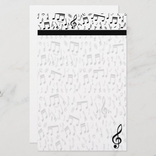 Music Note Stationery Briefpapier (Voorkant / Achterkant)
