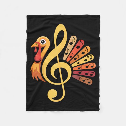 Music Note Symbol Turkey Teacher Fall Thanksgiving Fleece Deken (Voorkant)