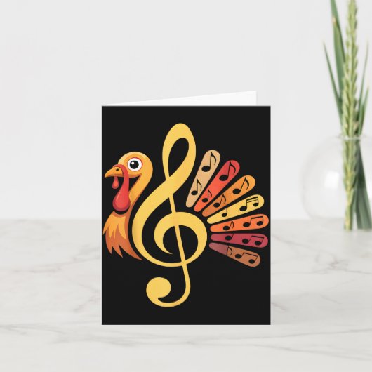 Music Note Symbol Turkey Teacher Fall Thanksgiving Kaart (Voorkant)