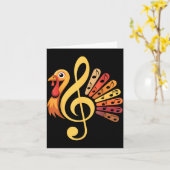 Music Note Symbol Turkey Teacher Fall Thanksgiving Kaart (Gele Bloem)