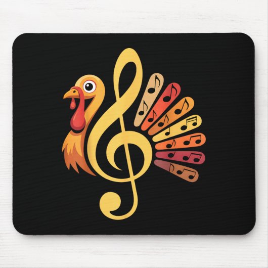 Music Note Symbol Turkey Teacher Fall Thanksgiving Muismat (Voorkant)