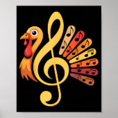 Music Note Symbol Turkey Teacher Fall Thanksgiving Poster (Voorkant)
