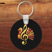 Music Note Symbol Turkey Teacher Fall Thanksgiving Sleutelhanger (Voorkant)