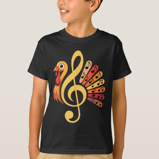 Music Note Symbol Turkey Teacher Fall Thanksgiving T-shirt (Voorkant)
