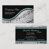 Music Note Visitekaartjes ~ blauwgroen (Voorkant / Achterkant)