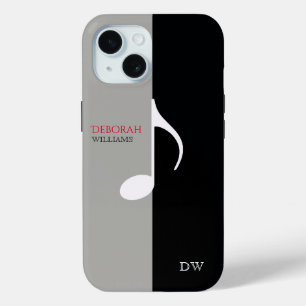 Music Note zwart en grijs modern iPhone 15 Case