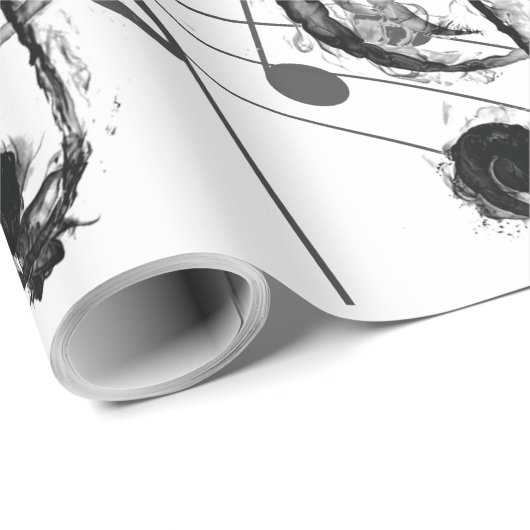 Music Note zwart-wit Luxe Cadeaupapier (Rol Hoek)