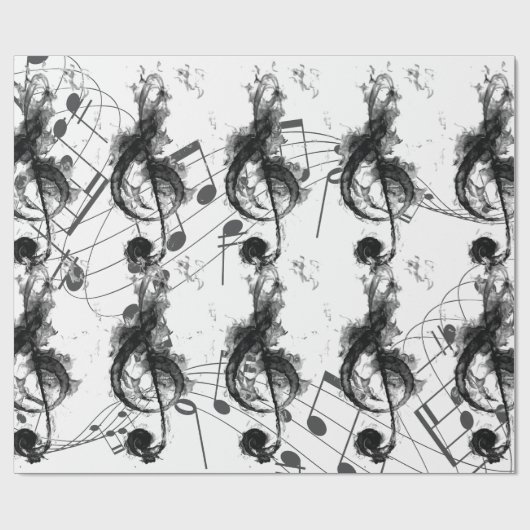 Music Note zwart-wit Luxe Cadeaupapier (Vlak)