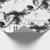 Music Note zwart-wit Luxe Cadeaupapier (Hoek)