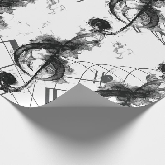 Music Note zwart-wit Luxe Cadeaupapier (Hoek)