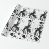Music Note zwart-wit Luxe Cadeaupapier (Uitgerold)