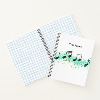 Music Notes Abstract Art Notebook - Aqua & Green Notitieboek