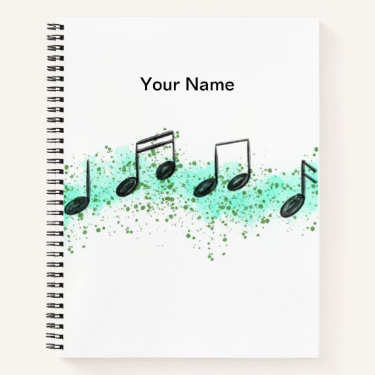 Music Notes Abstract Art Notebook - Aqua & Green Notitieboek (Voorkant)