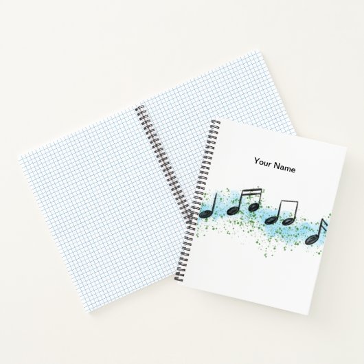 Music Notes Abstract Art Notebook - Blue & Green Notitieboek (Binnen)