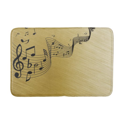 Music Notes Brushed Gold Badmat (Voorkant)