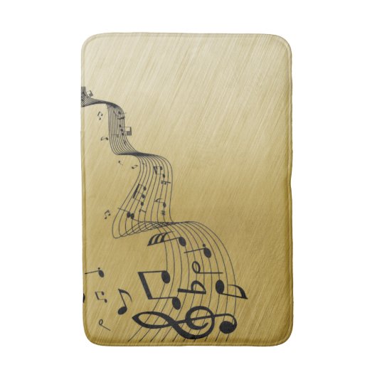 Music Notes Brushed Gold Badmat (Voorkant Verticaal)
