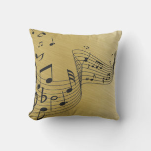 Music Notes Brushed Gold Buitenkussen