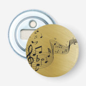 Music Notes Brushed Gold Button Flesopener (Voorkant)