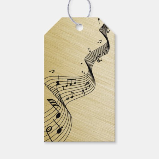 Music Notes Brushed Gold Cadeaulabel (Voorkant)