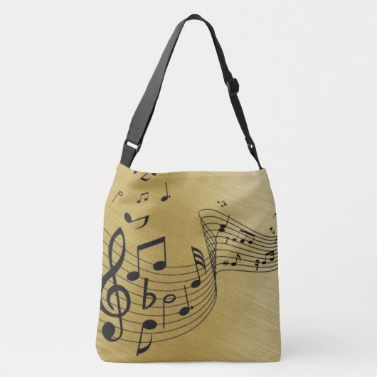 Music Notes Brushed Gold Crossbody Tas (Achterkant)