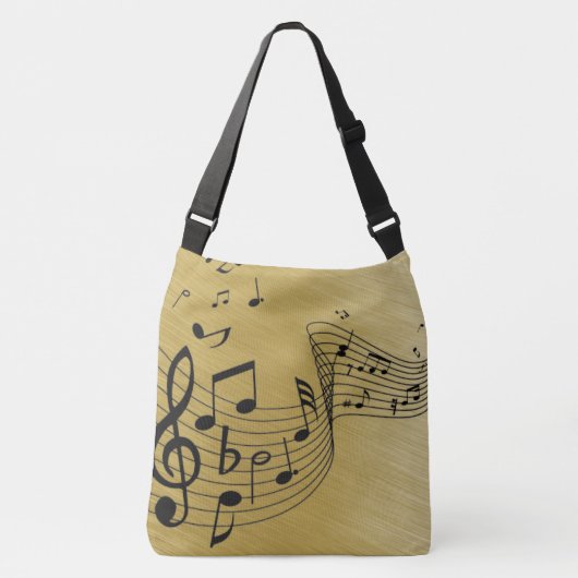 Music Notes Brushed Gold Crossbody Tas (Voorkant)