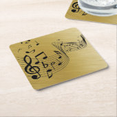 Music Notes Brushed Gold Kartonnen Onderzetters (Schuin)