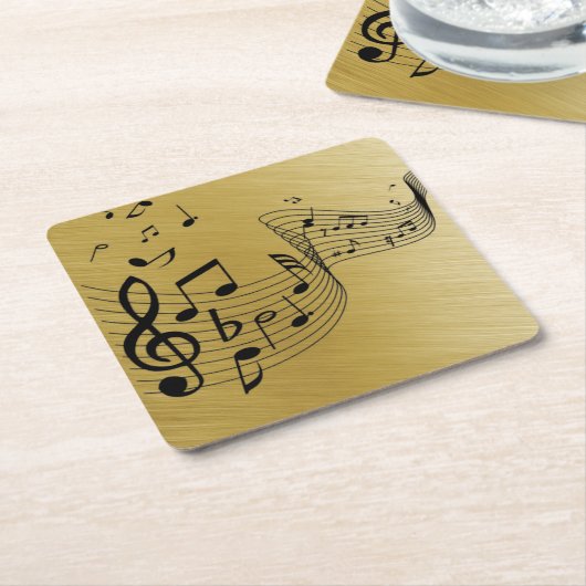 Music Notes Brushed Gold Kartonnen Onderzetters (Schuin)