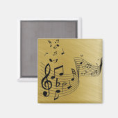 Music Notes Brushed Gold Magneet (Voorkant / Achterkant)