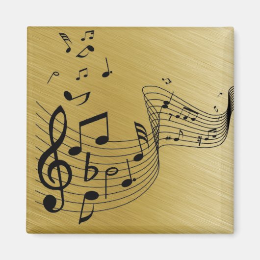 Music Notes Brushed Gold Magneet (Voorkant)