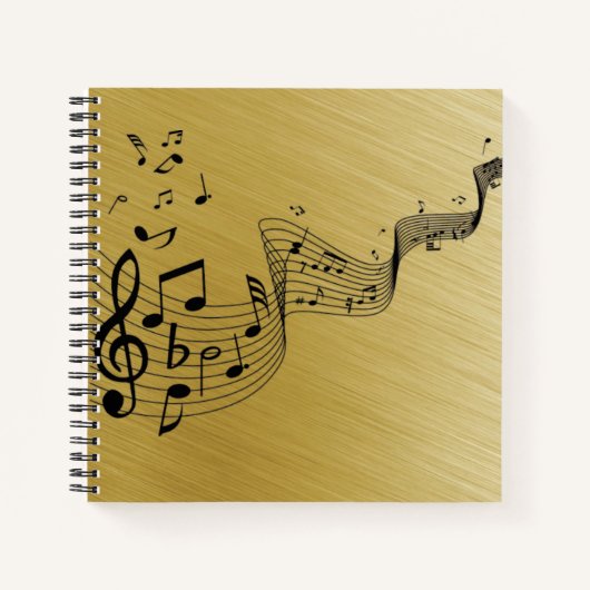 Music Notes Brushed Gold Notitieboek (Voorkant)