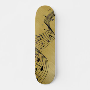 Music Notes Brushed Gold Persoonlijk Skateboard
