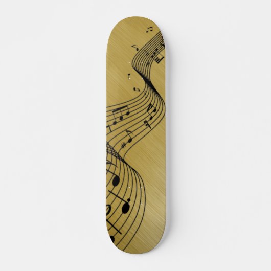 Music Notes Brushed Gold Persoonlijk Skateboard (Voorkant)
