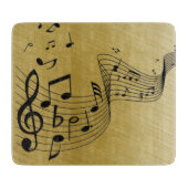 Music Notes Brushed Gold Snijplank (Voorkant)