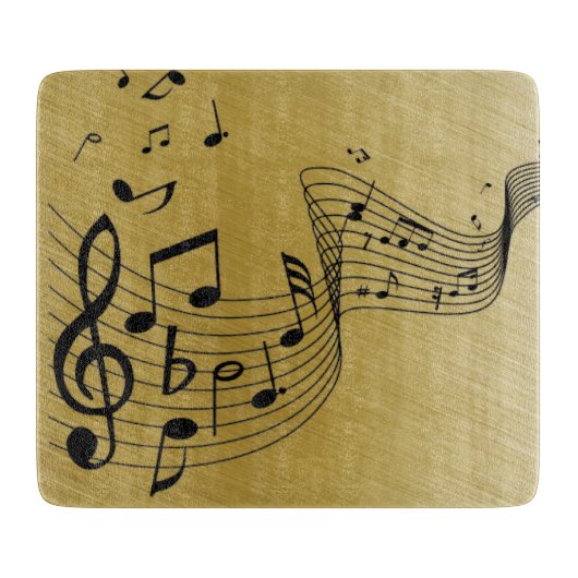 Music Notes Brushed Gold Snijplank (Voorkant)