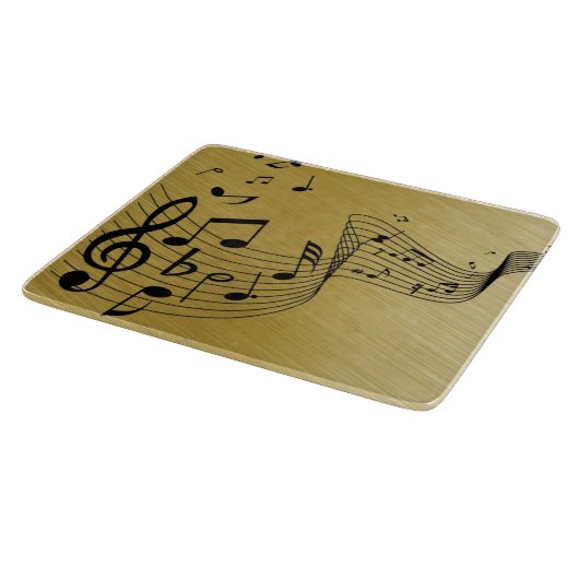 Music Notes Brushed Gold Snijplank (Hoek)