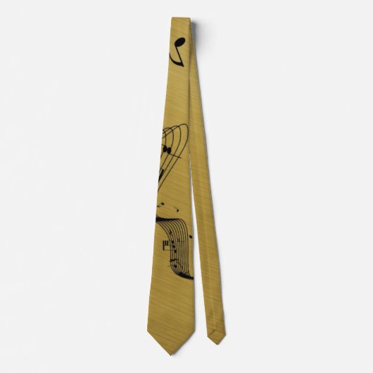Music Notes Brushed Gold Stropdas (Voorkant)