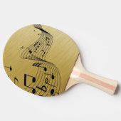 Music Notes Brushed Gold Tafeltennisbatje (Zijkant)
